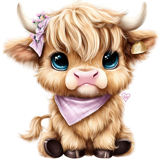 Adorable Highland Cows Fabric Panel 5