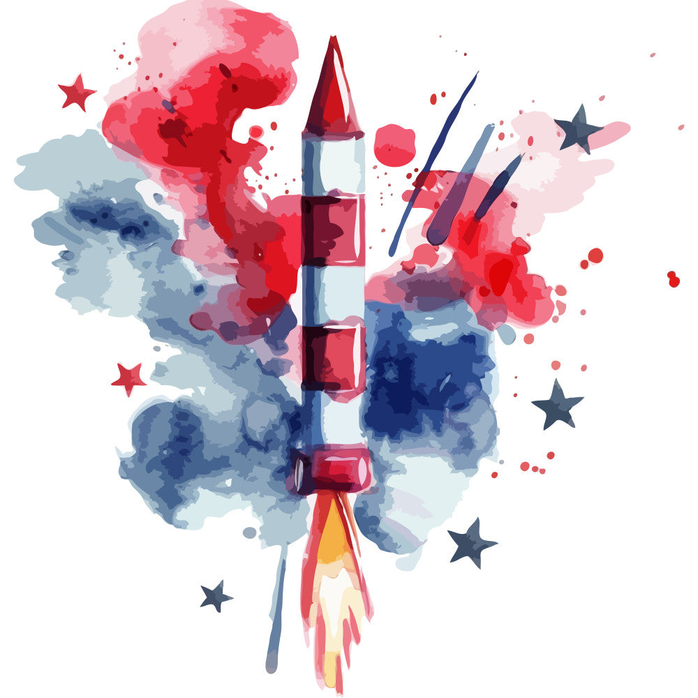 Watercolor 4th of July Fabric Panel 3