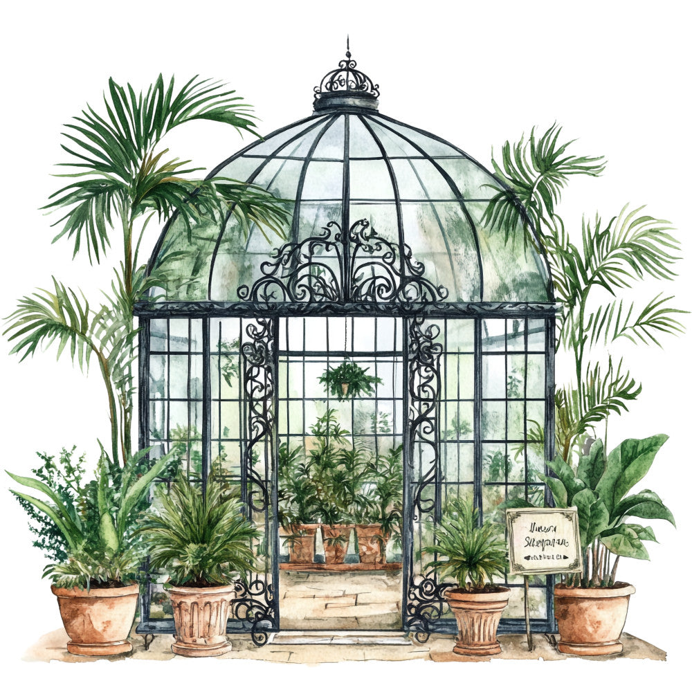 Watercolor Greenhouse Fabric Panel 3