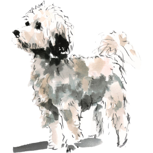 Handdrawn Doodle Dog Fabric Panel 38