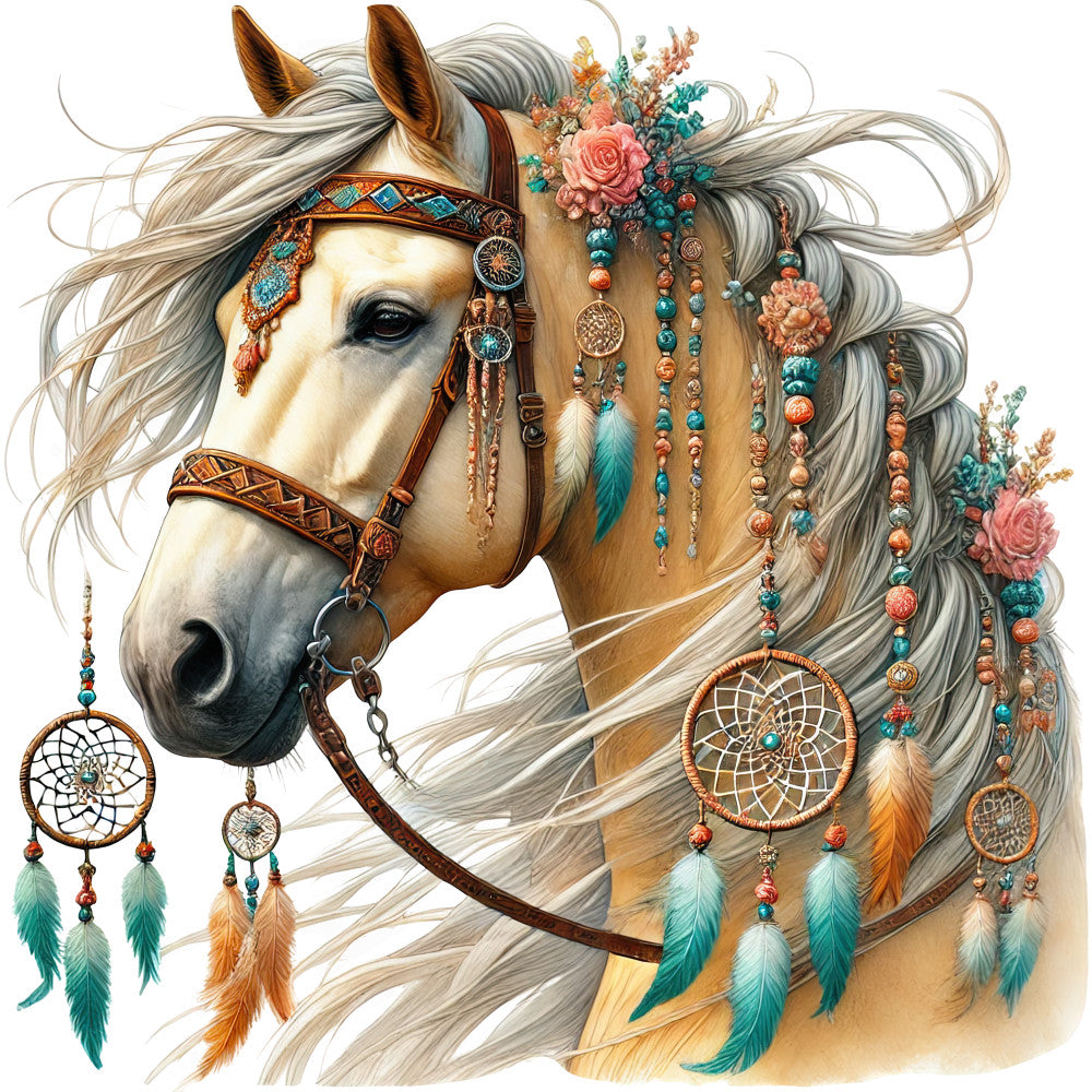 Boho Horses Fabric Panel 20
