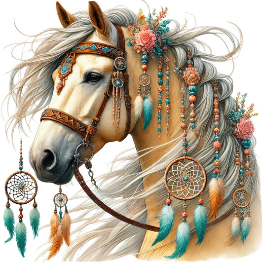 Boho Horses Fabric Panel 20
