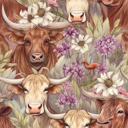Blooming Bovines Pattern 11 Minky Fabric