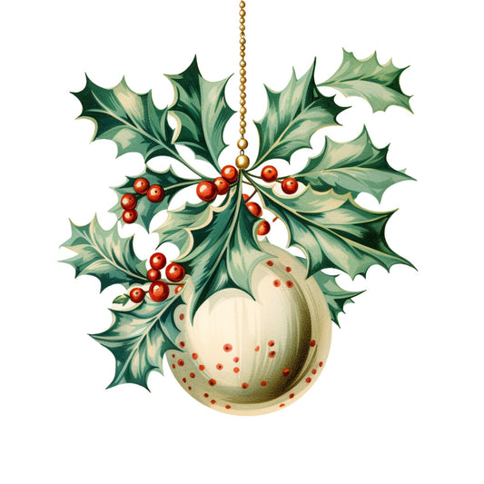 Holly and Baubles Fabric Panel 3