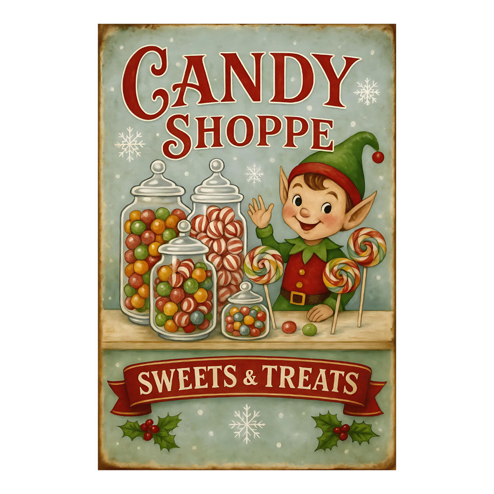 Old Christmas Sign Fabric Panel 5
