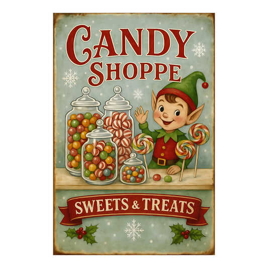 Old Christmas Sign Fabric Panel 5