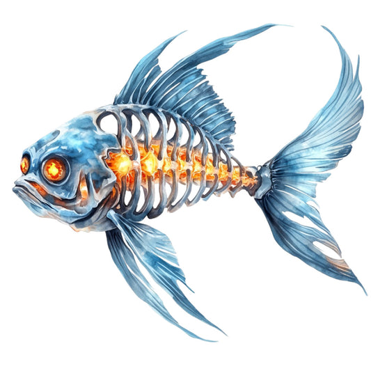 Watercolor Scary Fish Fabric Panel 23
