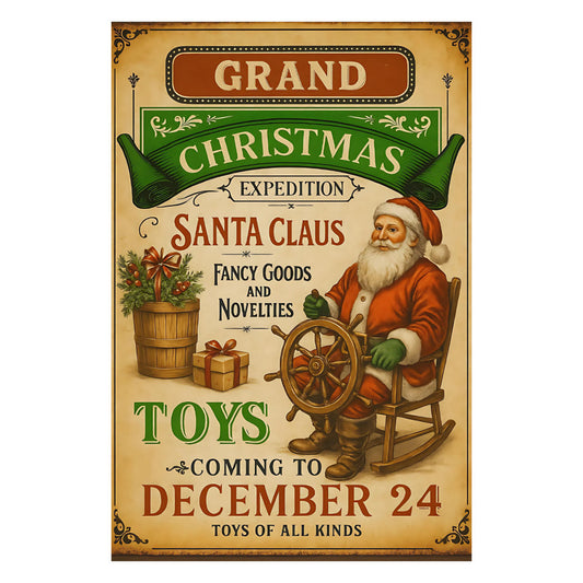 Old Christmas Sign Fabric Panel 8
