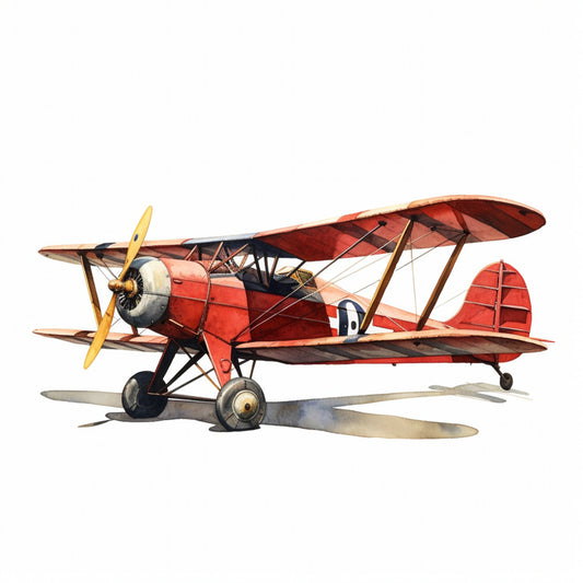 vintage airplane, red biplane, aviation, retro aircraft, antique plane, cream, burnt orange, mustard yellow, charcoal gray, tan, transportation, steampunk, vintage travel, nostalgic, classic aircraft, propeller plane, 1920s, 1930s, deco, aviation enthusiast, pilot, flying, historic, collectible, whimsical, adventure themed, travel decor, wall hanging, quilt panel