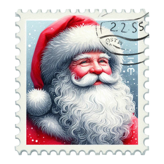 Santa Claus Postage Stamps Fabric Panel 1