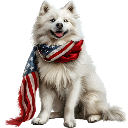 Dogs with American Flag Fabric Panel 30