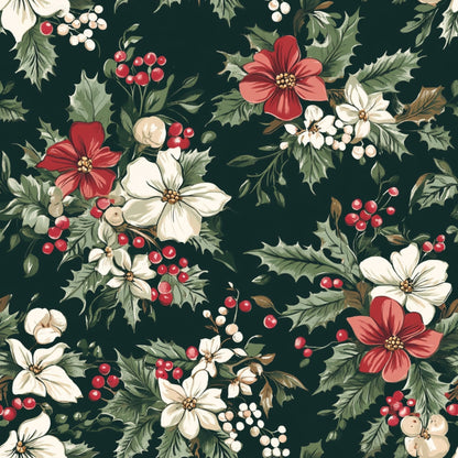 Yuletide Blooms Pattern 1 Minky Fabric