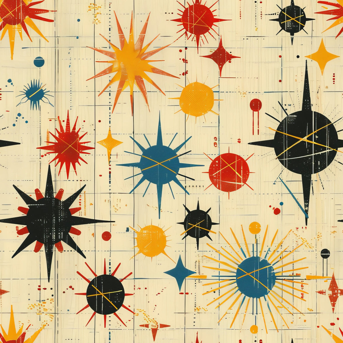 Midcentury Cosmos Pattern 20 Minky Fabric