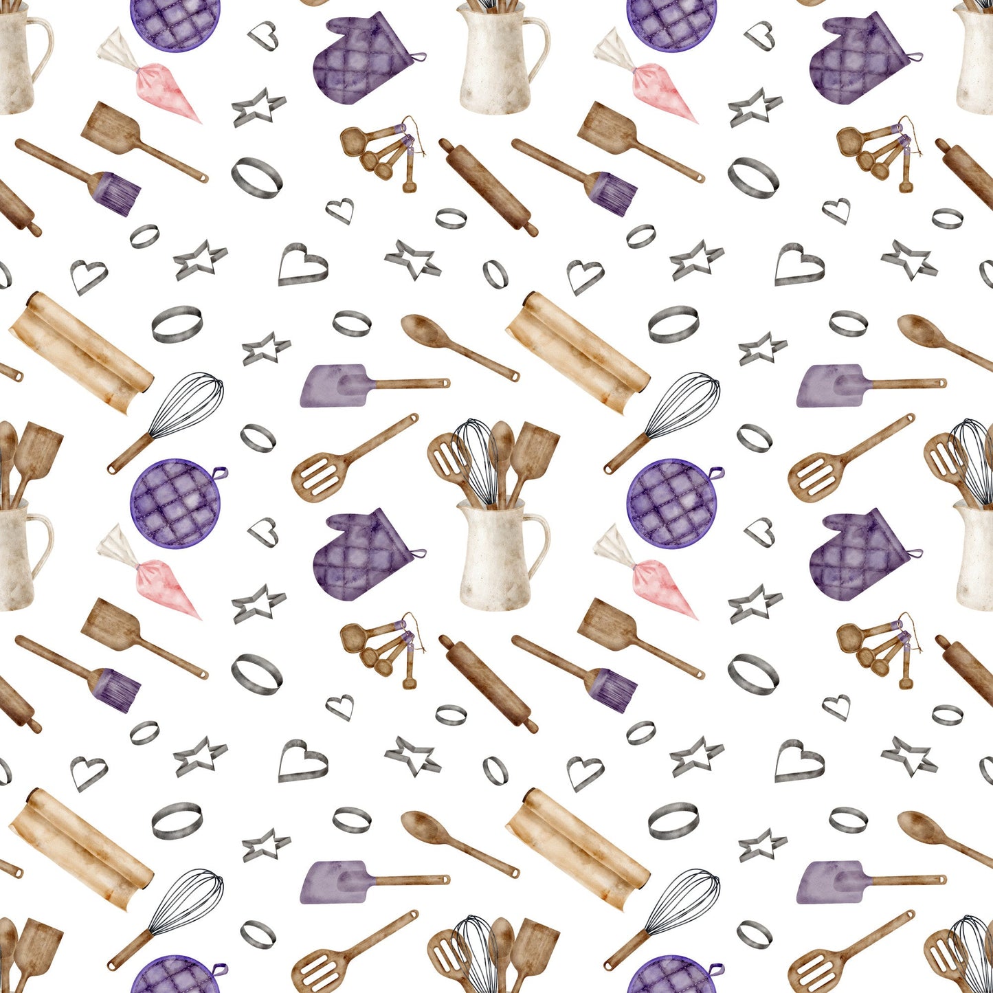 Watercolor Baking Pattern 8 Quilting Cotton Fabric