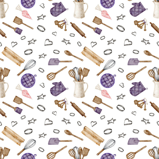 Watercolor Baking Pattern 8 Quilting Cotton Fabric