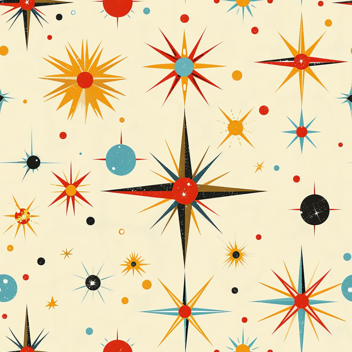 Midcentury Cosmos Pattern 8 Minky Fabric