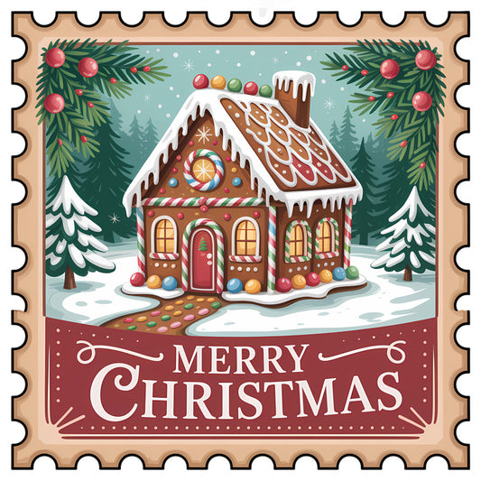 Vintage Christmas Stamps Fabric Panel 40