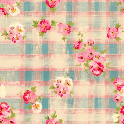 Rosy Gingham Pattern 3 Minky Fabric