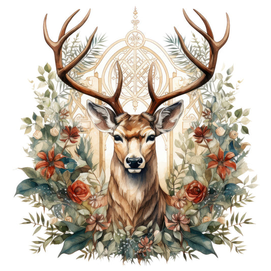 Vintage Deer Head Fabric Panel 7