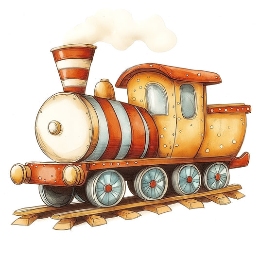 Cute Trains Fabric Panel 3