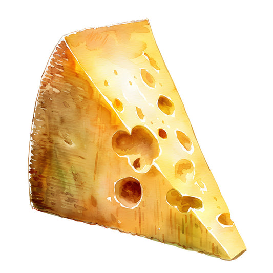 cheese, golden yellow, cream, butter yellow, food, cheese wedge, holes, swiss cheese, realistic, whimsical, novelty, kitchen, food theme, culinary, farmhouse, rustic, yellow and cream, pale yellow, amber, dimensional, three-dimensional, cottage core, novelty print, children's, playful, food motif