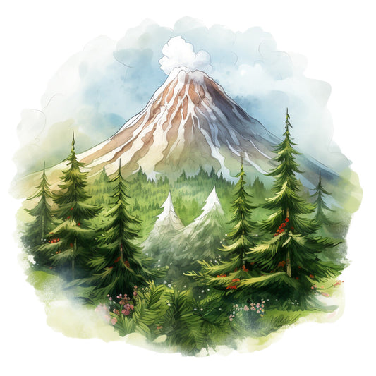 Watercolor Volcano Fabric Panel 17