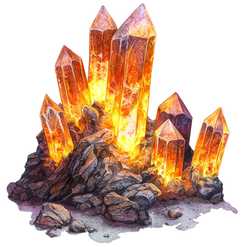 Fire Moon Crystals Fabric Panel 16