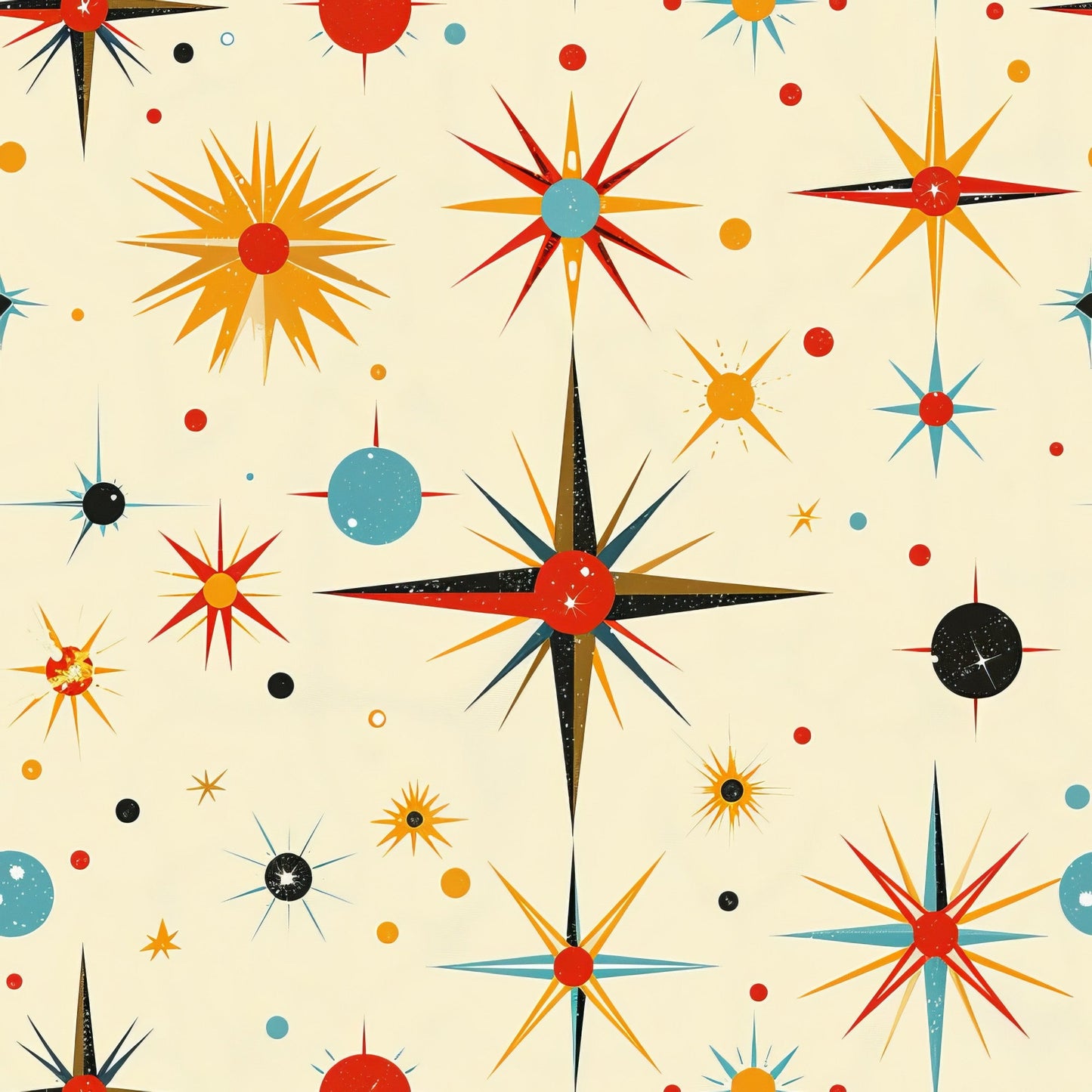 Retro Starburst Pattern 8 Quilting Cotton Fabric