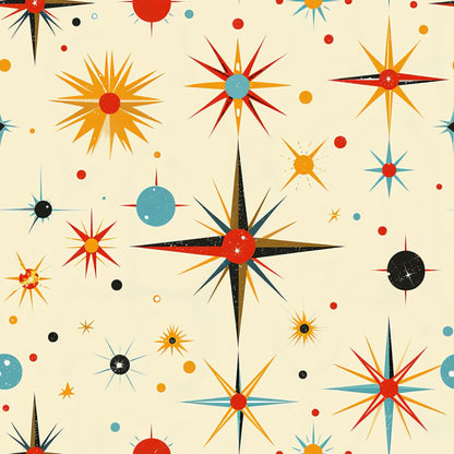 Retro Starburst Pattern 8 Quilting Cotton Fabric