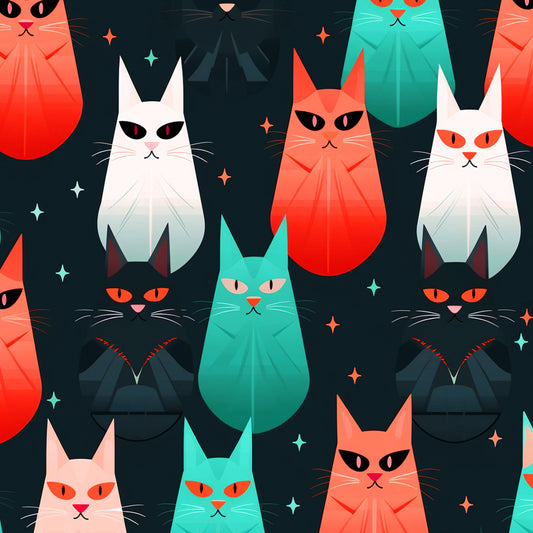 Suspicious Cats Pattern 6 Quilting Cotton Fabric
