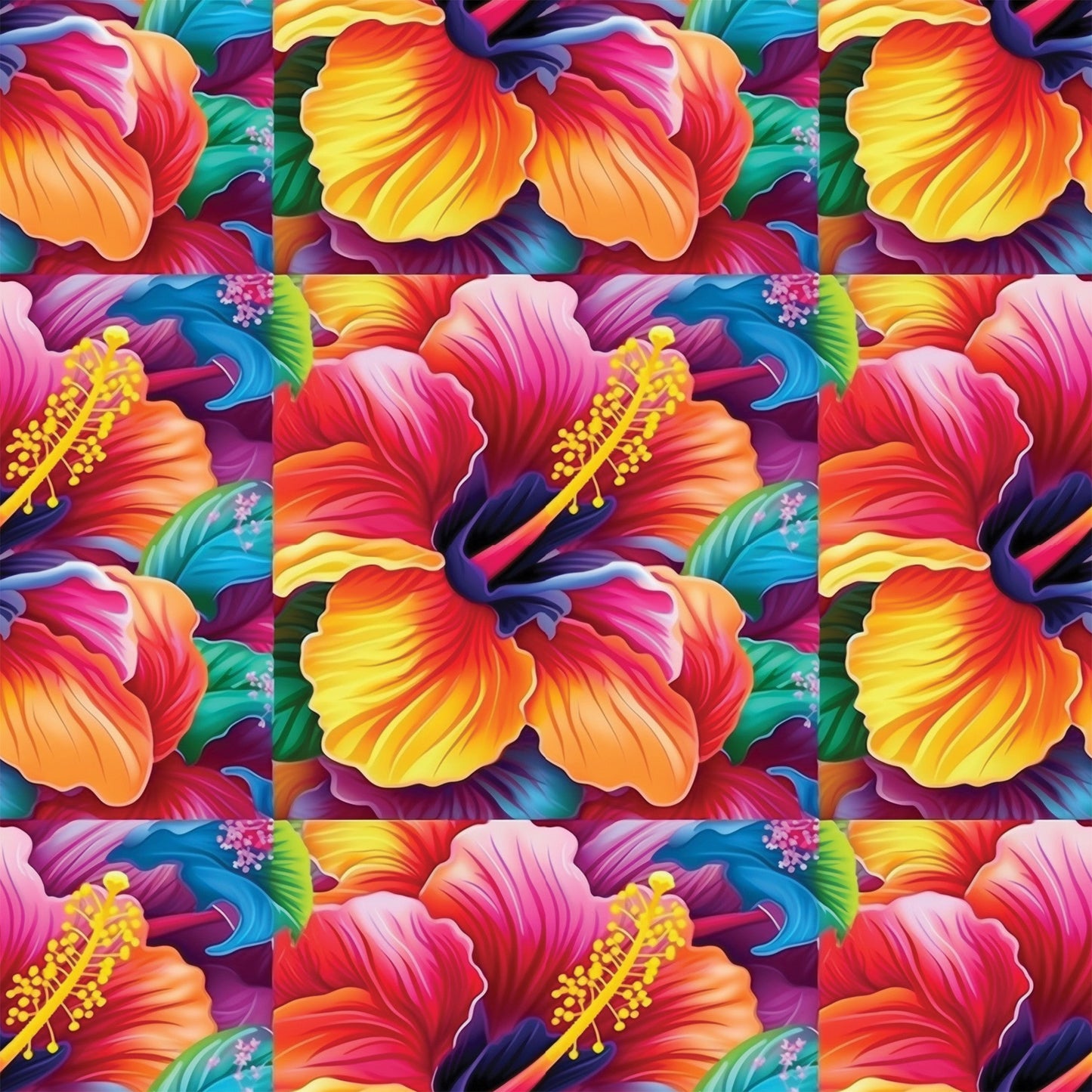 Colorful Animals and Plants Pattern 7 Quilting Cotton Fabric