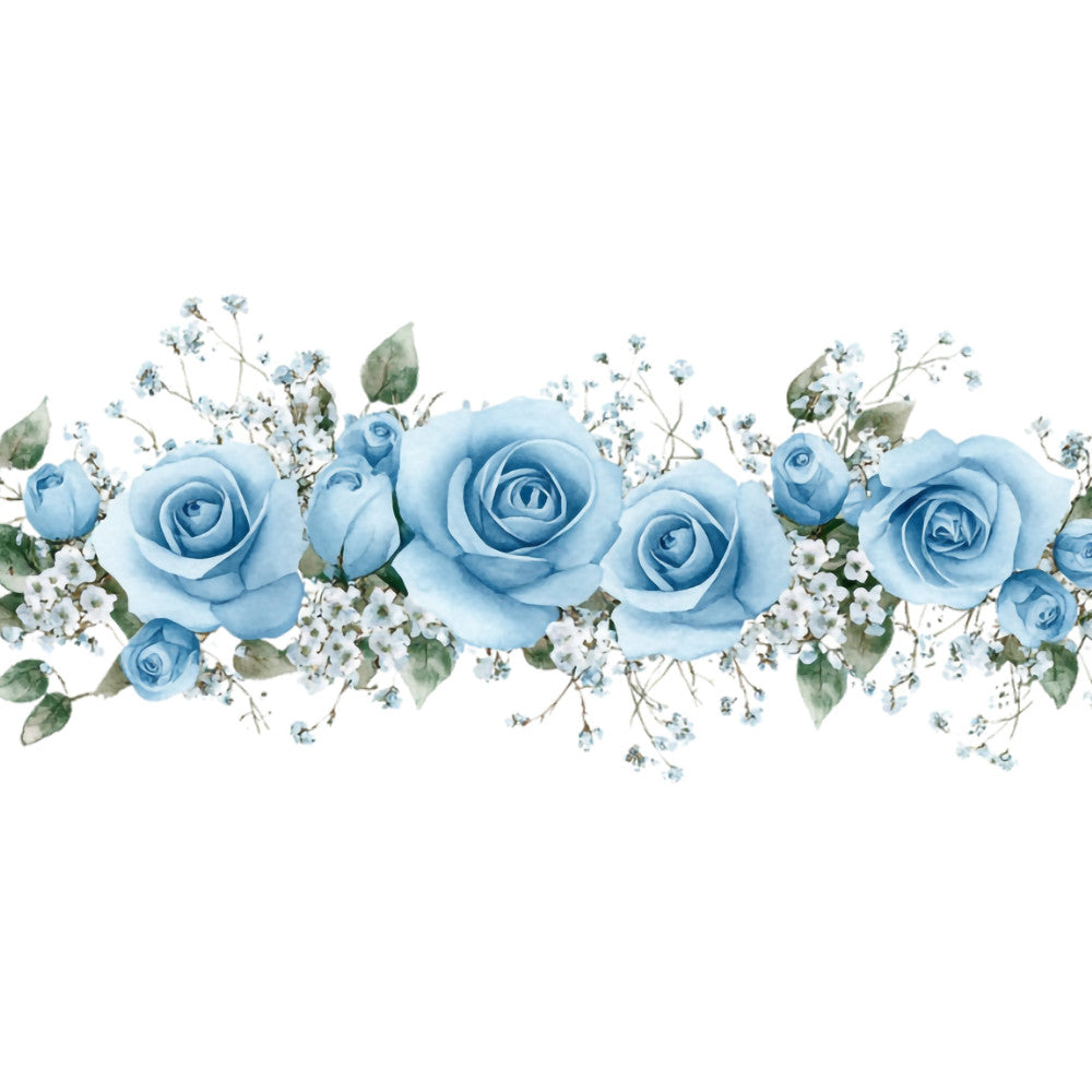light blue roses, baby blue, pale blue, white flowers, baby's breath, floral, roses, botanical, elegant, romantic, soft, delicate, nature, spring, wedding, vintage floral, garden, nature-inspired, blue and white, cottage core, shabby chic, traditional, feminine, botanical print, flowering branches, greenery, soft colors, pastel, bride, bridal