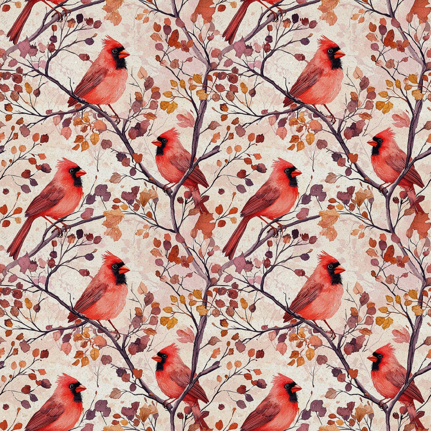 Red Cardinals Pattern 5 Quilting Cotton Fabric