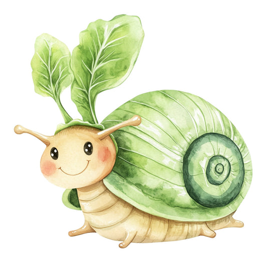 sage green, cream, light green, whimsical, snail, leaves, nature, animals, garden, cute, children's, baby, spring, summer, botanical, playful, illustration, watercolor, gentle, soft colors, kid's fabric, nursery, storybook style, forest green, pale yellow, tan, woodland, charming, enchanted