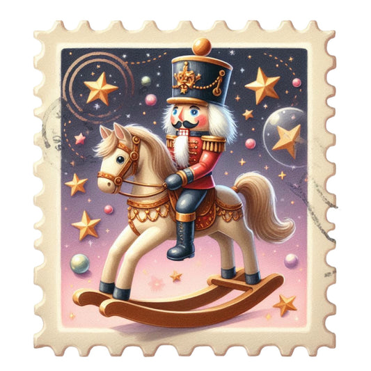 Nutcracker Postage Stamps Fabric Panel 14
