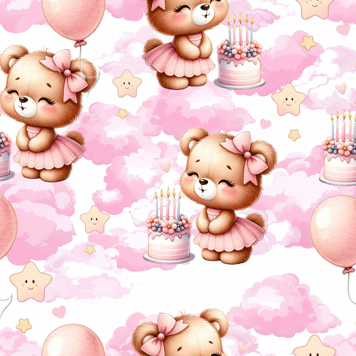 Beary Sweet Party Pattern 9 Minky Fabric