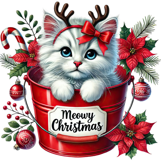 Meowy Christmas Fabric Panel 19