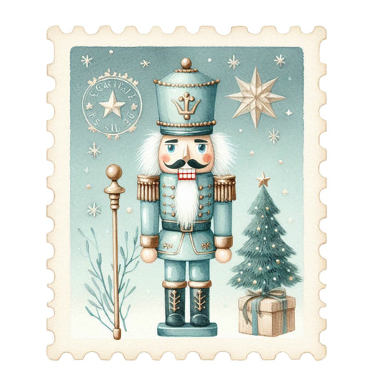 Nutcracker Postage Stamps Fabric Panel 7