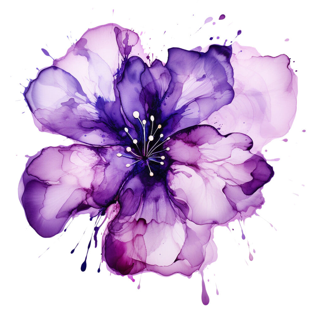 Alcohol Ink Flower Fabric Panel 6