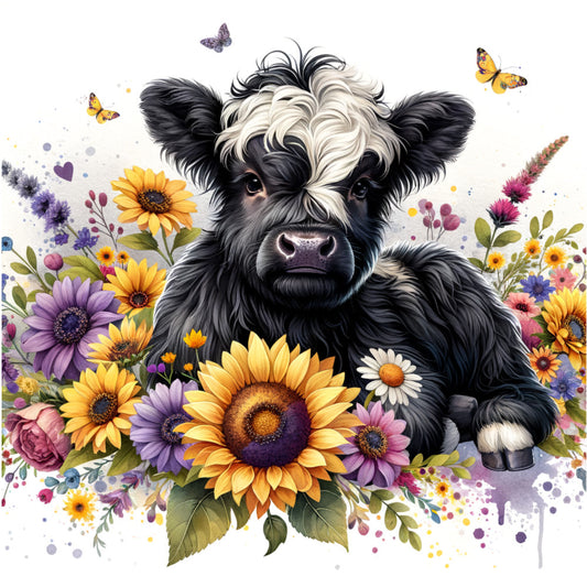 Fancy Highland Cows Fabric Panel 14
