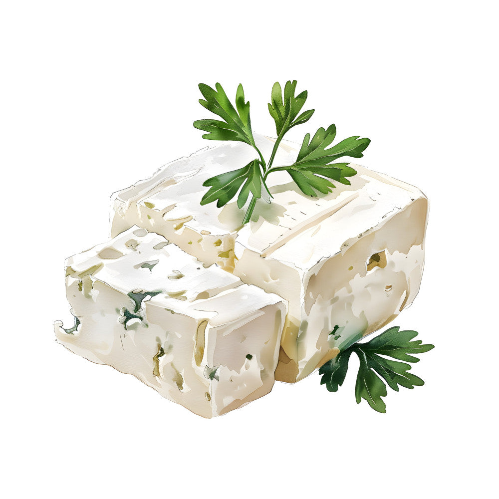 cheese, parsley, food illustration, botanical, culinary, herbs, kitchen, gourmet, cream, white, sage green, forest green, realistic, farmhouse, rustic, elegant, vintage, food art, culinary arts, natural elements, organic, appetizer, dairy, artisanal, french, spring, summer, table runner, kitchen decor, food themed