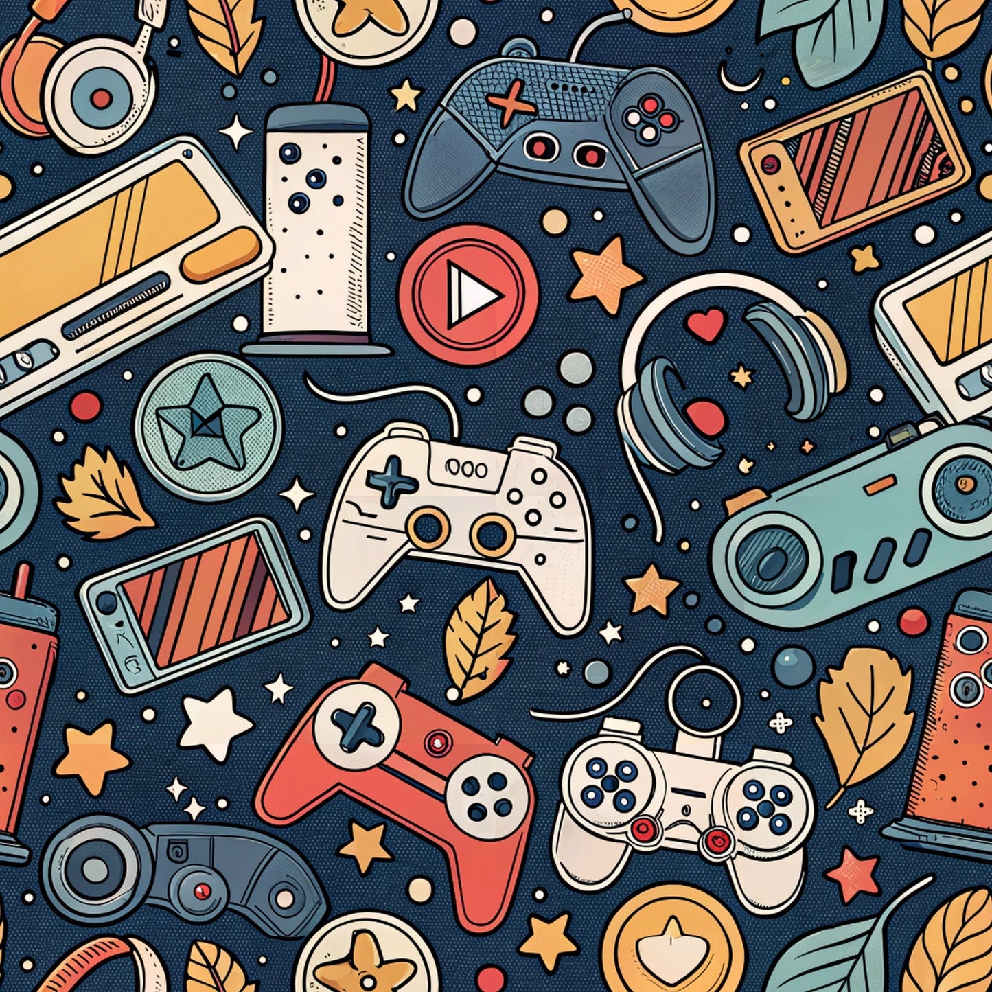Modern Gamer Controllers Pattern 1 Quilting Cotton Fabric