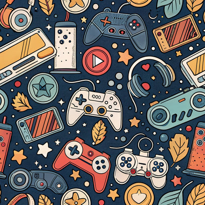 Modern Gamer Controllers Pattern 1 Quilting Cotton Fabric
