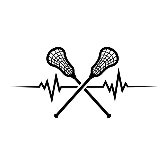 lacrosse, sports, heartbeat, ekg, pulse line, athletic, black and white, monochrome, modern, geometric, crossed sticks, lacrosse sticks, sports theme, health theme, medical theme, wellness, fitness, active lifestyle, team sports, high school sports, college sports, unisex, minimalist, line art, abstract, contemporary, teen apparel, sports fan, athletic wear, motivational design