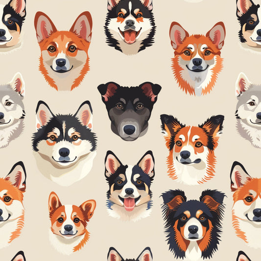 Dog Heads Pattern 10 Quilting Cotton Fabric