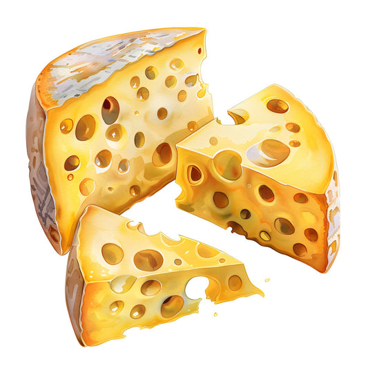 golden yellow, butter yellow, cream, orange, cheese, holes, novelty, food, whimsical, playful, kitchen, children's, cute, fun, swiss cheese, cheese wedges, bright, cheerful, humorous, conversation print, themed fabric, animals, food motifs, yellow and orange, summer, casual style, quirky, fun print, eye-catching