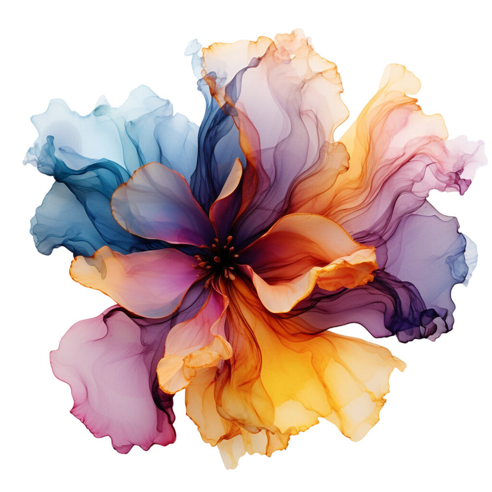 Alcohol Ink Flower Fabric Panel 19