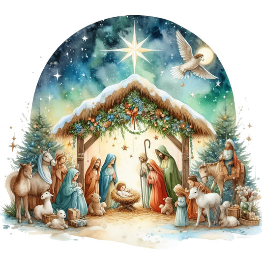 Detailed Christmas Nativity Scene Fabric Panel 2