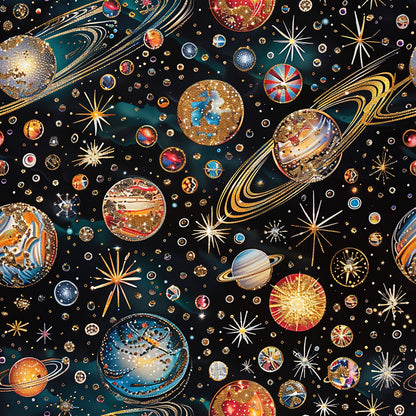 Planets and Stars Pattern 7 Quilting Cotton Fabric