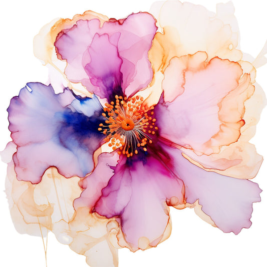 Alcohol Ink Flower Fabric Panel 12